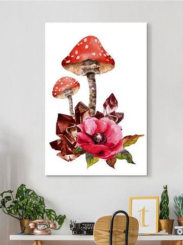 Mushrooms And Gemstones Wrapped Canvas -Image by Shutterstock - WhatYouNeedSales