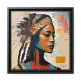 Native Indian Lady Portrait Canvas Wall Art With Frame - WhatYouNeedSales