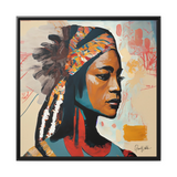 Native Indian Lady Portrait Canvas Wall Art With Frame - WhatYouNeedSales