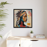 Native Indian Lady Portrait Canvas Wall Art With Frame - WhatYouNeedSales