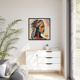 Native Indian Lady Portrait Canvas Wall Art With Frame - WhatYouNeedSales