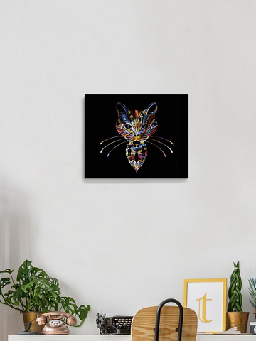 Neon Cat Wrapped Canvas -Image by Shutterstock - WhatYouNeedSales