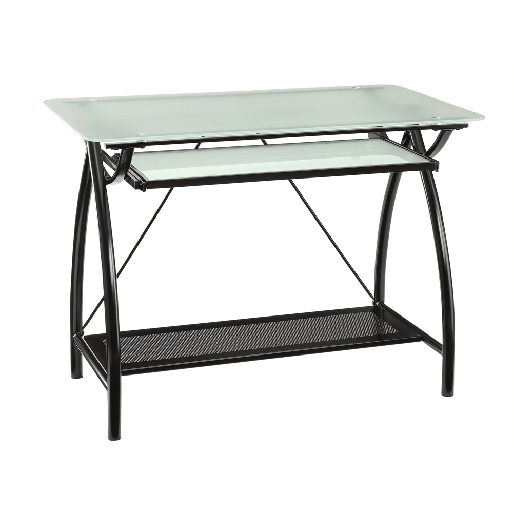 OSP Designs Newport Computer Desk with Tempered Glass - Ember Workspace - WhatYouNeedSales