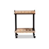 Oak Brown Finished Wood and Black Metal Kitchen Cart - WhatYouNeedSales