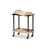 Oak Brown Finished Wood and Black Metal Kitchen Cart - WhatYouNeedSales