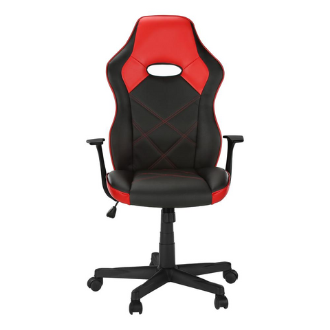 OFFICE CHAIR - GAMING / BLACK / RED LEATHER-LOOK - WhatYouNeedSales