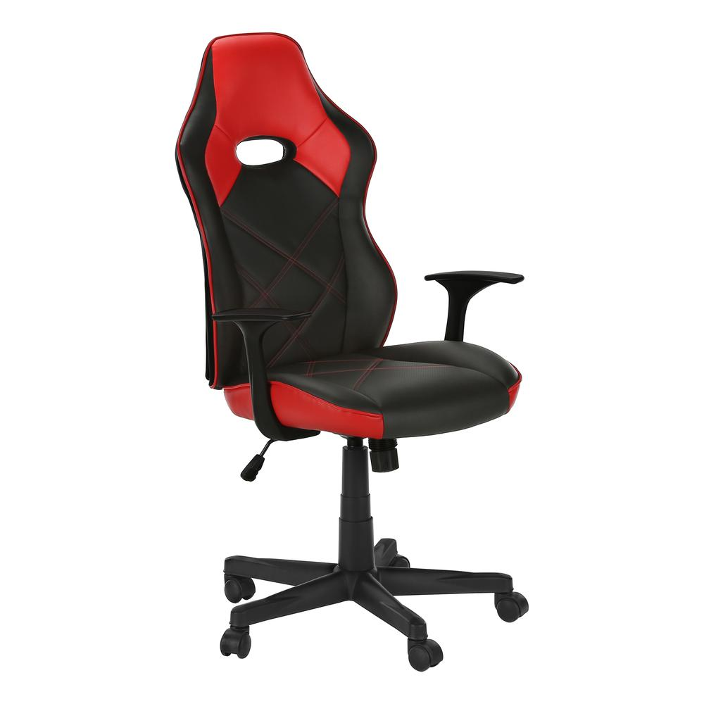 OFFICE CHAIR - GAMING / BLACK / RED LEATHER-LOOK - WhatYouNeedSales