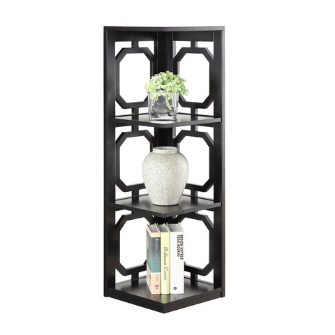 Omega 3 Tier Corner Bookcase, Black - WhatYouNeedSales