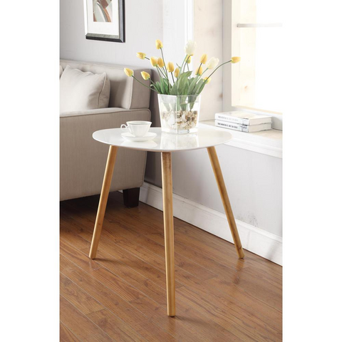 Oslo End Table - Modern Design White Piano Finish Solid