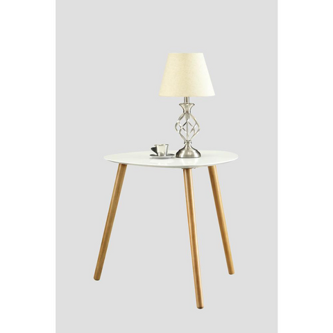 Oslo End Table - Modern Design White Piano Finish Solid