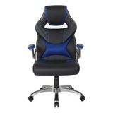 Oversite Gaming Chair in Faux Leather with Blue Accents, OVR25-BL - WhatYouNeedSales