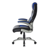 Oversite Gaming Chair in Faux Leather with Blue Accents, OVR25-BL - WhatYouNeedSales