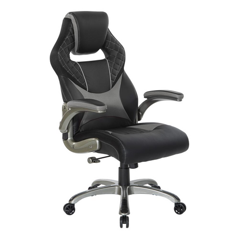 Oversite Gaming Chair in Faux Leather with Grey Accents, OVR25-GRY - WhatYouNeedSales