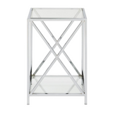 Oxford Chrome End Table - Contemporary Style Tempered Clear