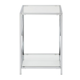 Oxford Chrome End Table - Contemporary Style Tempered Clear