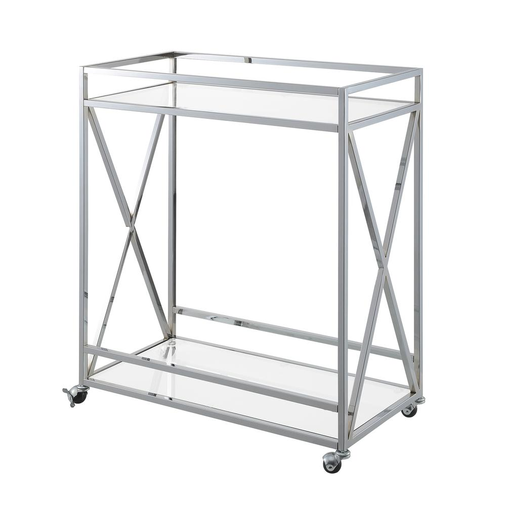 Oxford Chrome Glass Bar Cart with Shelf - WhatYouNeedSales