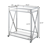 Oxford Chrome Glass Bar Cart with Shelf - WhatYouNeedSales