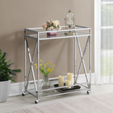 Oxford Chrome Glass Bar Cart with Shelf - WhatYouNeedSales