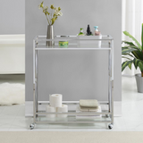 Oxford Chrome Glass Bar Cart with Shelf - WhatYouNeedSales