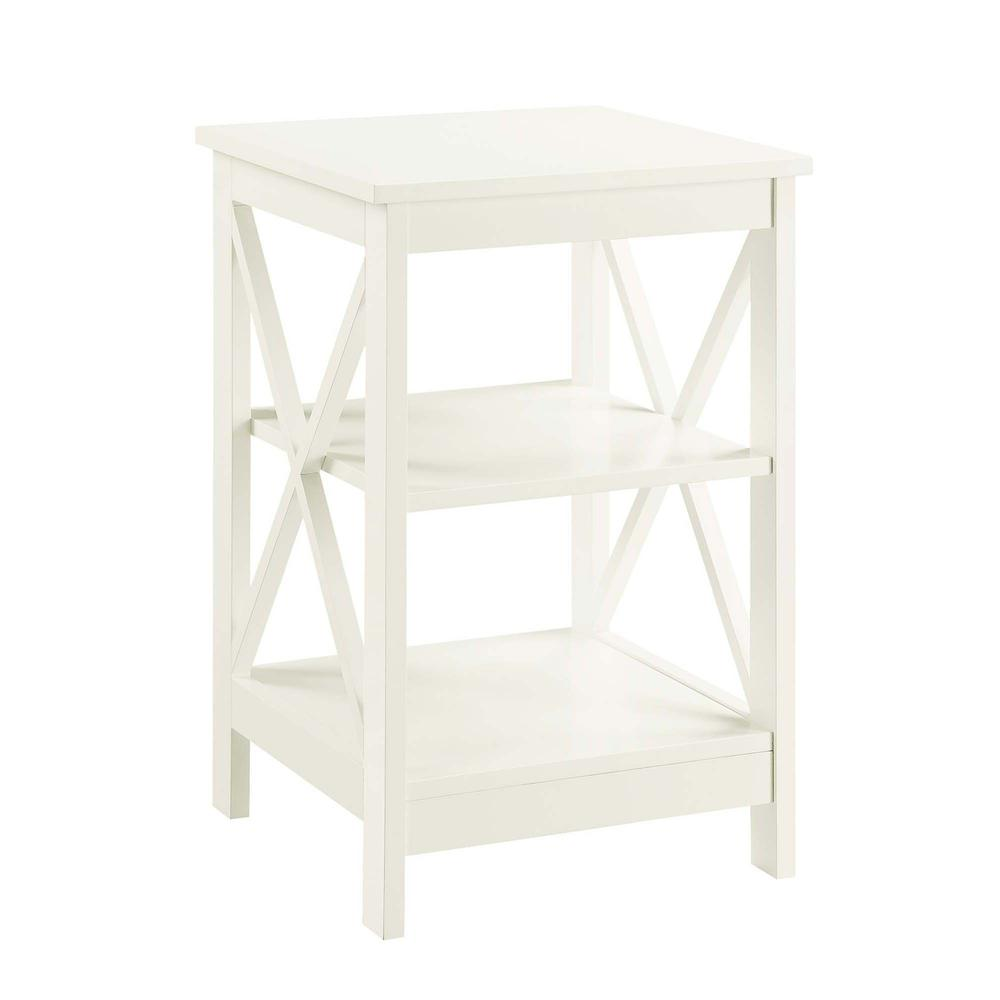 Oxford End Table with Shelves Ivory | Coastal