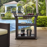 Palm Harbor Outdoor Wicker Bar Cart Brown - WhatYouNeedSales