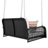 PE Wicker Porch Swing 2-Seater Hanging Bench with Chains