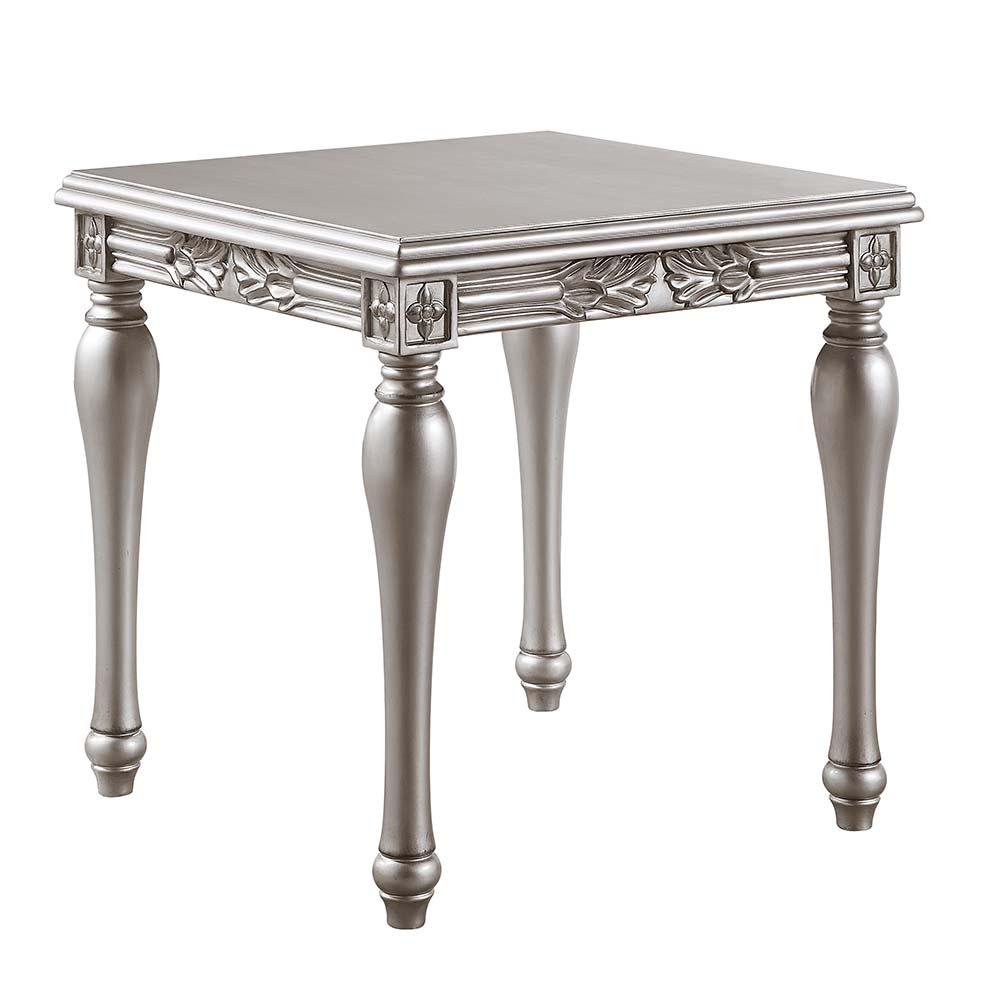 Pelumi Platinum Finish End Table - Elegant