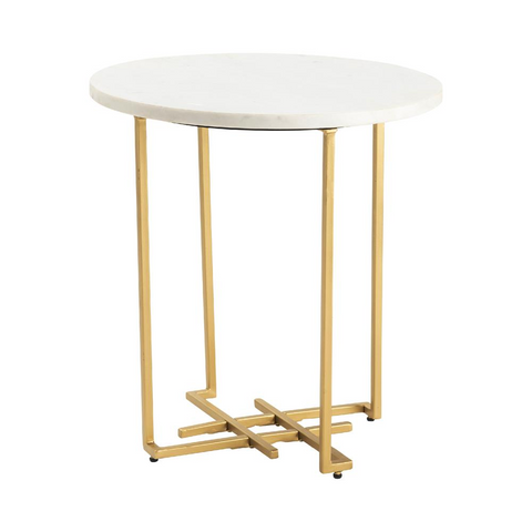 Pembroke Round End Table - Elegant Gold Metal Base