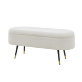 Phoebe KD Faux Shearling Fabric Storage Bench w/ Gold Tip Metal Legs - WhatYouNeedSales