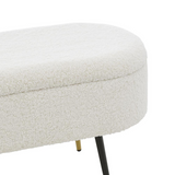 Phoebe KD Faux Shearling Fabric Storage Bench w/ Gold Tip Metal Legs - WhatYouNeedSales