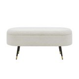 Phoebe KD Faux Shearling Fabric Storage Bench w/ Gold Tip Metal Legs - WhatYouNeedSales