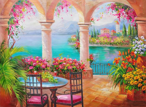 Pillar Flower Knife Landscape Art Painting - Palette Knife