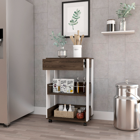 Pillar Kitchen Cart, Four Caster, Three Shelves - WhatYouNeedSales