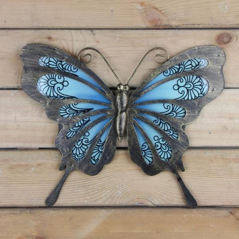 Pink & Blue Vintage Butterfly Metal Wall Art - WhatYouNeedSales