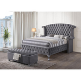 Rebekah Bench w/Storage, Gray Fabric - WhatYouNeedSales