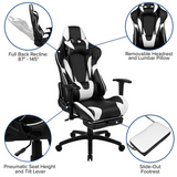 Red Gaming Desk and Black Footrest Reclining Gaming Chair Set with Cup Holder and Headphone Hook - WhatYouNeedSales