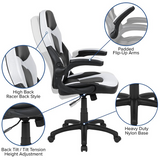 Red Gaming Desk and White/Black Racing Chair Set with Cup Holder and Headphone Hook - WhatYouNeedSales