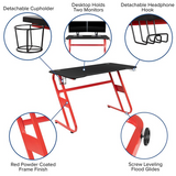 Red Gaming Desk with Cup Holder/Headphone Hook & White Reclining Back/Arms Gaming Chair with Footrest - WhatYouNeedSales