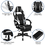 Red Gaming Desk with Cup Holder/Headphone Hook & White Reclining Back/Arms Gaming Chair with Footrest - WhatYouNeedSales