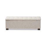 Roanoke Beige Fabric Upholstered Grid-Tufting Storage Ottoman Bench - WhatYouNeedSales