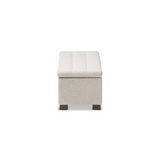 Roanoke Beige Fabric Upholstered Grid-Tufting Storage Ottoman Bench - WhatYouNeedSales