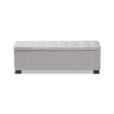 Roanoke Grayish Beige Fabric Upholstered Grid-Tufting Storage Ottoman Bench - WhatYouNeedSales