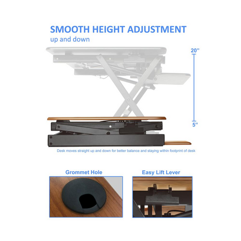 Rocelco 40’ Large Height Adjustable Standing Desk