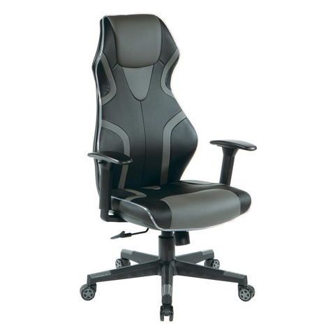 Rogue Gaming Chair in Black Faux Leather with Grey Trim and Accents with Controllable RGB LED Light Piping., ROG25-GRY - WhatYouNeedSales