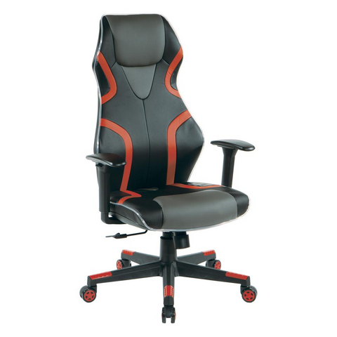 Rogue Gaming Chair in Black Faux Leather with Red Trim and Accents with Controllable RGB LED Light piping., ROG25-RD - WhatYouNeedSales