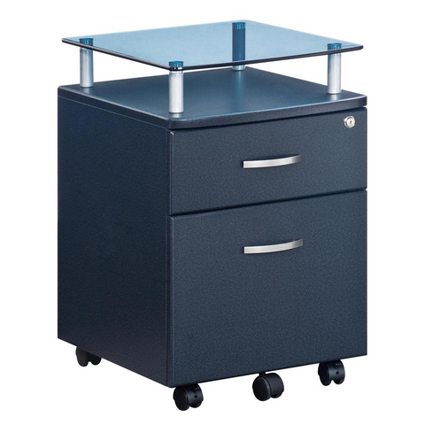 Rolling File Cabinet With Glass Top. Color: Graphite - WhatYouNeedSales