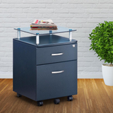 Rolling File Cabinet With Glass Top. Color: Graphite - WhatYouNeedSales