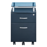 Rolling File Cabinet With Glass Top. Color: Graphite - WhatYouNeedSales