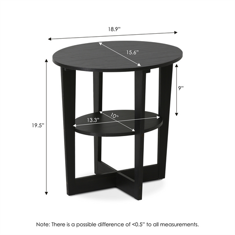 Round End Table Walnut - Modern Style Sturdy Construction