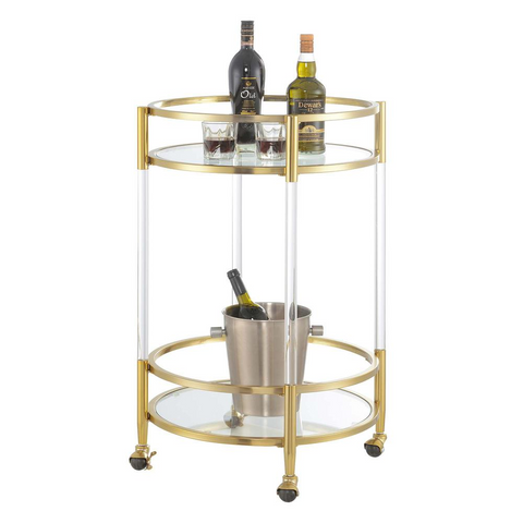 Royal Crest 2 Tier Acrylic Round Glass Bar Cart - WhatYouNeedSales